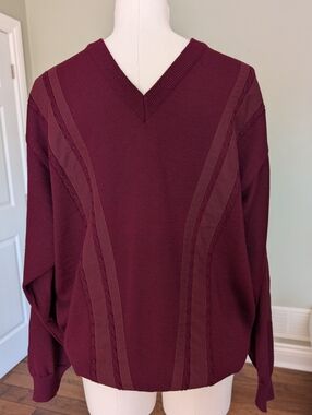 Vintage Giuliano Tricot Men’s Sweater Wool Blend Made in Italy Burgundy XL